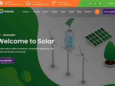 Khaliq - Wind & Solar Energy Landing Page Template animation branding design flat illustration logo minimal typography ui website