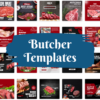 Social Media Posts for Butcher (Canva Templates) business social media templates social media post templates social media templates