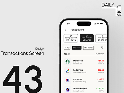 Day 43: Transaction Screen daily ui challenge finance app design information architecture microcopy ui design user experience user interface visual design