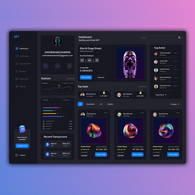 NFT Crypto Dashboard UI 3d animation branding dashboard design graphic design illustration logo saasproduct ui ux