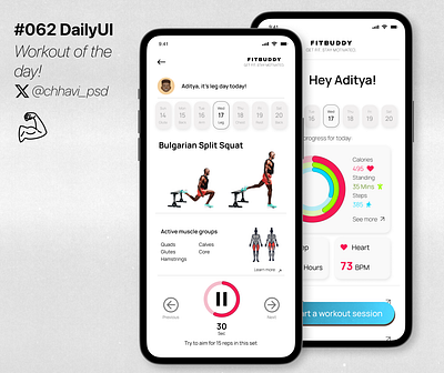 #062_DailyUi Workout of the day! app branding dailyui design figma graphic design illustration interface mobile app ui workout app workout of the day