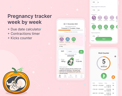 Pregnancy tracker, App design app design health pregnancy tracker ui ux woman tracker