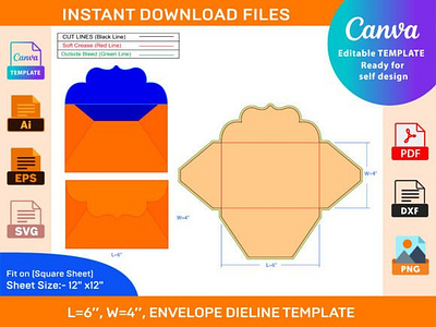 Envelope Dieline Template box box die cut design dieline illustration packaging packaging design size vector