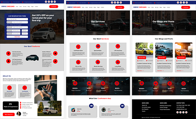 Drive Dreams-Cab Rental Services design landing pages ui website design