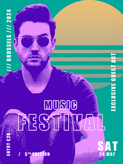 Duo Tone Music Festival Poster Deign digital art duo tone duo tone effect graphic design poster poster design poster inspiration poster layout treshold typography typography design