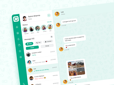 Chatzy: Perfect Chat Mobile & Web App chatting discussion emoji group chat mordern design skype slack team ui videocall voicecall webapp whatsapp