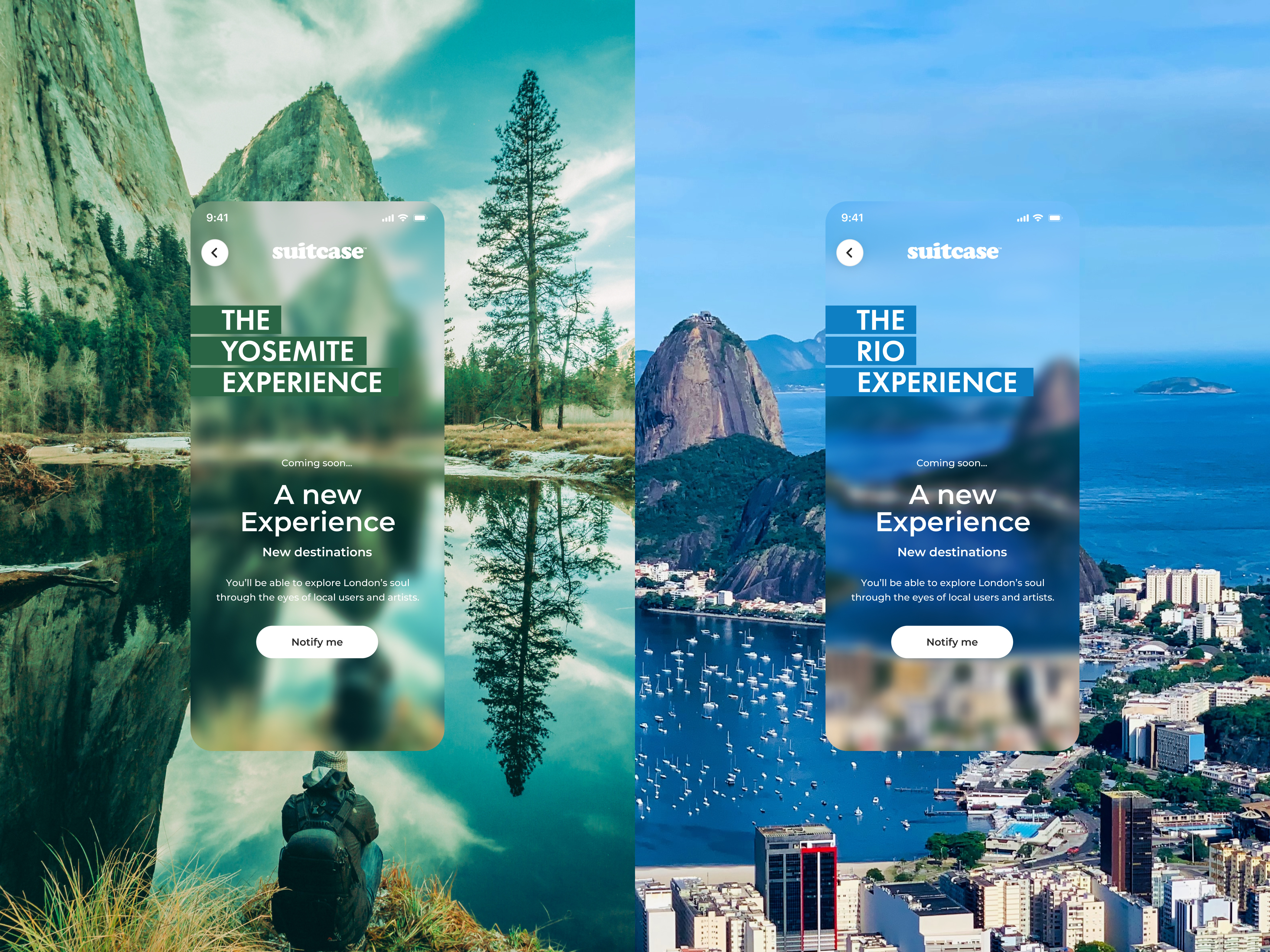 Suitcase - Sharing experiences app product design ui ux