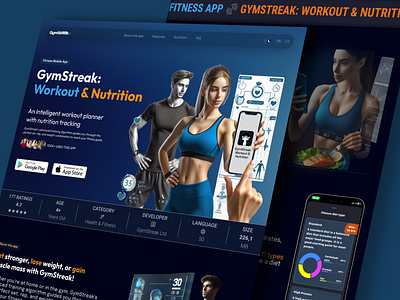 Landing Page for Fitness App ai animation design figma landing page ui uzer interface website