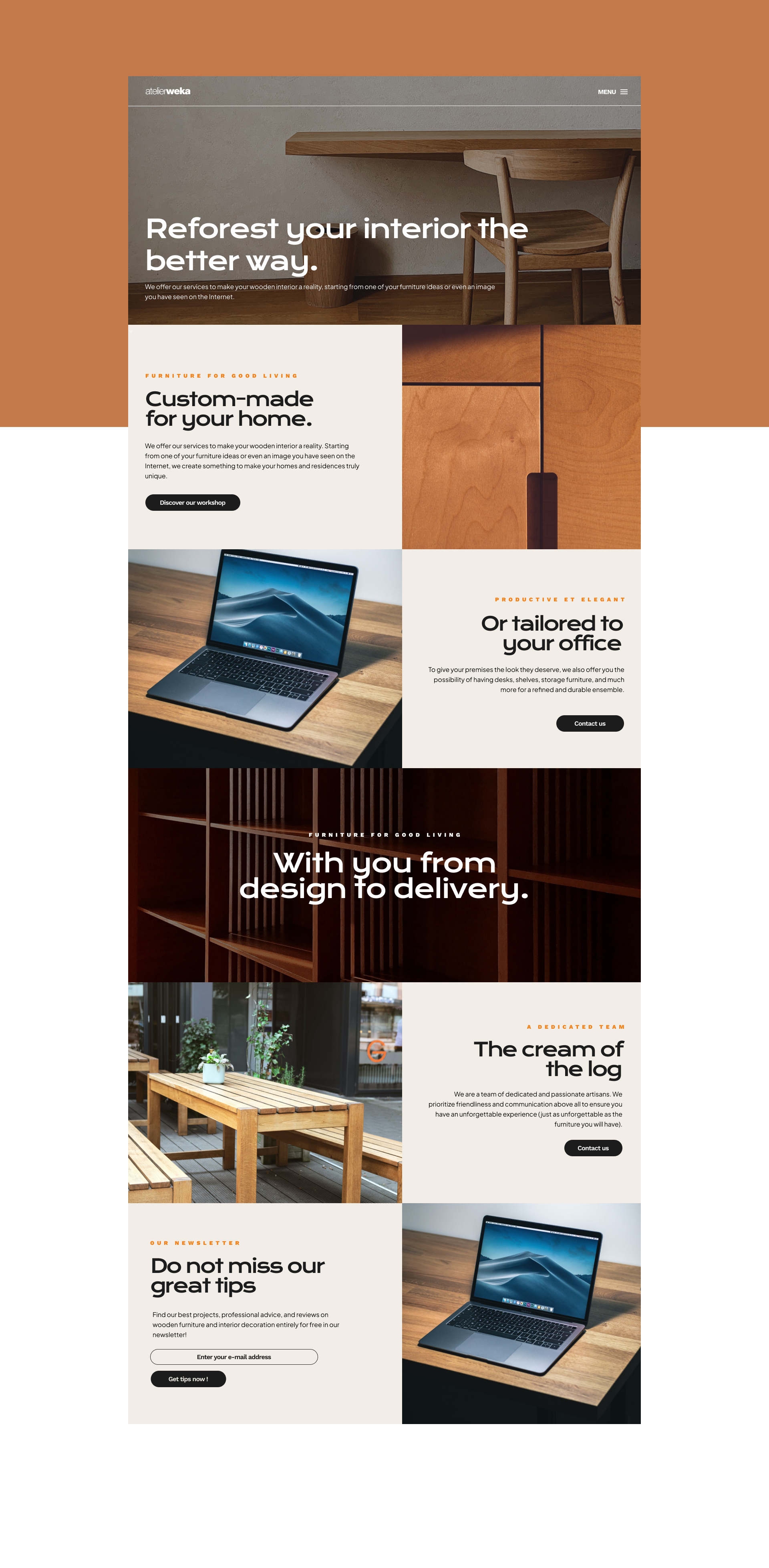 atelierweka - Wood Workshop Landing Page agency branding branidng design landing logo page ui web wood woodwork workshop