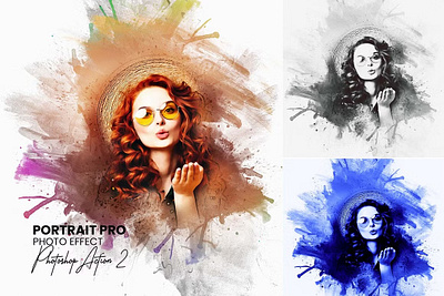 Portrait Pro Photoshop Action branding design effect illustration ink art modern photo effect photoshop photoshop action ui