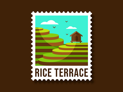 Rice Terrace bali illustration indonesia landscape nature plants rice stamp terrace tropic tropical
