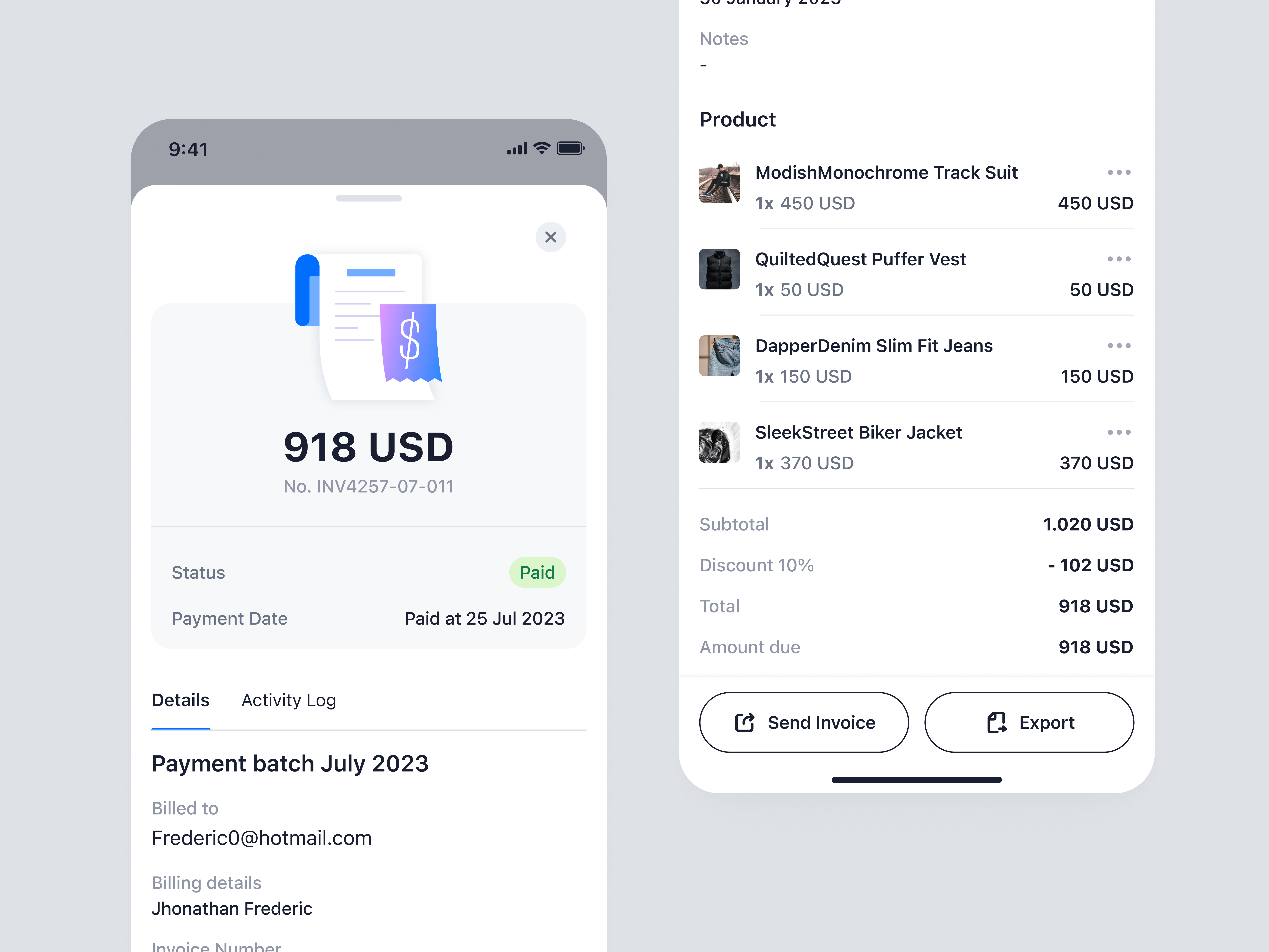 Arto Plus Mobile - Invoice Details app invoice invoice details management mobile payment saas ui ux