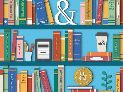 Barnes & Noble - New Stores advertising books bookshelves bookshop coffee illustration mural paper craft shelf stationery window