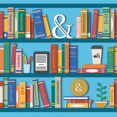 Barnes & Noble - New Stores advertising books bookshelves bookshop coffee illustration mural paper craft shelf stationery window