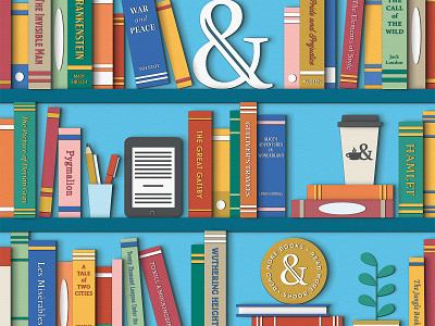 Barnes & Noble - New Stores advertising books bookshelves bookshop coffee illustration mural paper craft shelf stationery window