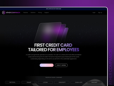 Website Design- Darkmode | Credit Card Website credit card darkmode minimalistic web design website