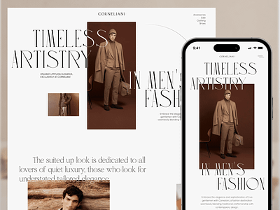 Corneliani - Italian Luxury Menswear Responsive Website Landing branding case study clean clothing company profile fashion landing page luxury minimalist modern responsive ui ui design ux web design web designer website website design website designer website layout