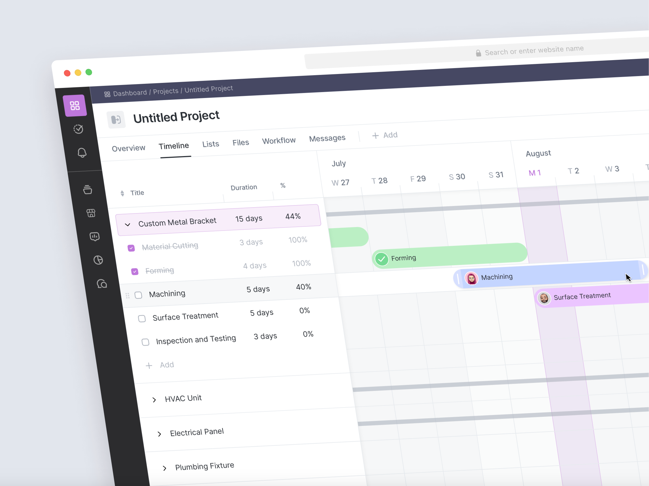 Project Management Web App : Gantt Chart | UI/UX app design colorful dashboard design gantt chart list ui saas side bar ui ui design uiux ux web app web service