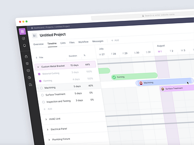 Project Management Web App : Gantt Chart | UI/UX app design colorful dashboard design gantt chart list ui saas side bar ui ui design uiux ux web app web service