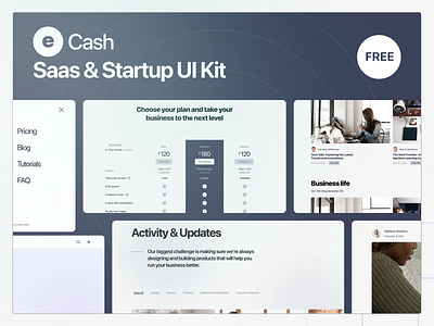 e-Cash | Free Saas & Startup UI Kit brand free free ui kit free uiux graphic design product product design saas startup ui kit uiux updates website
