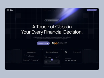 Digital Banking Landing Page Website bank banking crypto dark design finance financial hero inspiration landing page minimal money startup token ui ux wallet web design web3 webdesign website