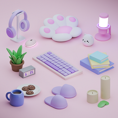 Some Props / Cozy Gaming Room 3d 3dart 3dmodel 3dmodeler 3dmodels 3dprops blender cute3d cuteart gaming