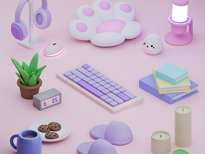 Some Props / Cozy Gaming Room 3d 3dart 3dmodel 3dmodeler 3dmodels 3dprops blender cute3d cuteart gaming