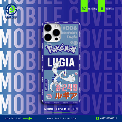 LUGIA POKEMON MOBILE COVER DESIGN graphic design mobile cover design