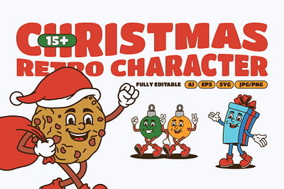 Christmas brand brand identity branding cartoon character christmas classic cookies design graphic design illustration light logo mascot old style retro vector vintage
