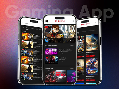 Game World Mobile - Application Design application design branding design gamingapp graphic design illustration logo ui uidesign uiux ux vector