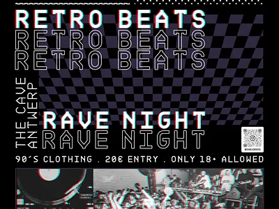 Rave Party Poster Design design inspiration glitch effect gradient gradient map graphic design party poster poster poster design poster inspiration typographic design typographic poster typography