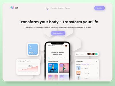 Landing Page for Fitness App app design application calltoaction conversion fitness fitnessapp interface landingpage ui ui design uidesign uiux userinterface