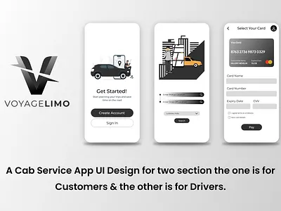 VoyageLIMO - A Cab Service App cab app ui cab service mobile app cab service ui cab service ui app design cab servicing cab ui design ui ux