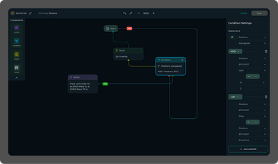 Visual Bot Builder for Crypto Trading app design ui ux web