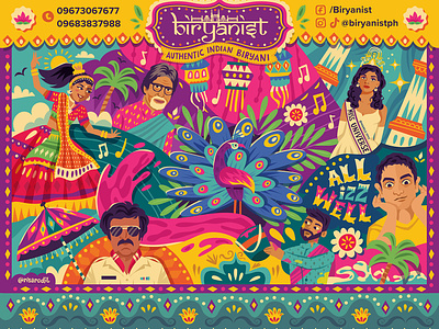 Indian-inspired Illustration bollywood colorful design digital flat design graphic design illustration india indian