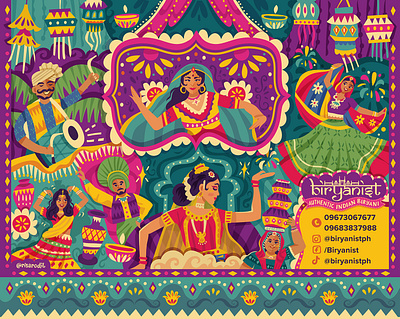 Indian-inspired Illustration 2 bollywood colorful digital flat design graphic design illustration india indian