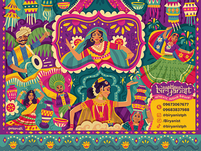 Indian-inspired Illustration 2 bollywood colorful digital flat design graphic design illustration india indian