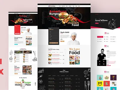 Restaurant, Cafe and Burger Shop Website Landing Page Design branding burger shop cafe clean design design landing page portfolio product design restaurant website ui ux web design website design