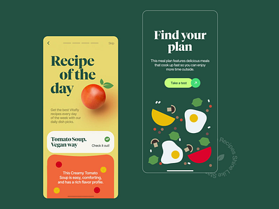 Recipe of the day | Healthcare mobile app clean design diet green minimal mobile app orange recipe simple ui voit xandovoit