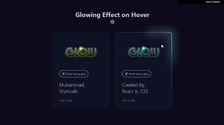 Glowing Border Effect on Mouse Hover Using React Js & CSS animation border glowing gradient graphic design hover ui