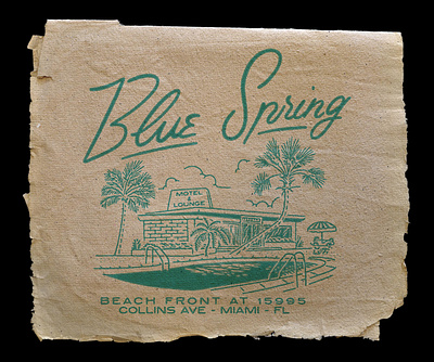 Blue Spring beach design branding design graphic design illustration logo motel photoshop retro design tshirt design vintage