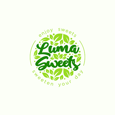 Sweets shop logo | food logo | cake logo cake logo cheerful emblem logo food logo foody graphic design green leaves logo organic shop shop logo sweets logo