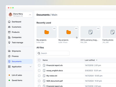 Documents, Files list crm crm documents page documents documents list documents manage file manage file manager ui files folders list ftp saas saas folder manager