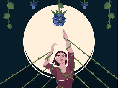 Determination | woman & blackberry | vector illustration adobe illustrator art blackberry blue character dress dynamic effort emotion flat flower girl green illustration plant psychology thorns vector woman