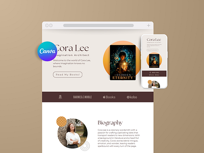 Modern & Aesthetic Canva Website Template For Authors canva ui web design website
