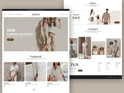 E-commerce Website Design aesthetic clean clothing design ecommerce elegant landing page minimalistic modern neutral colors online shopping simple ui ux website design