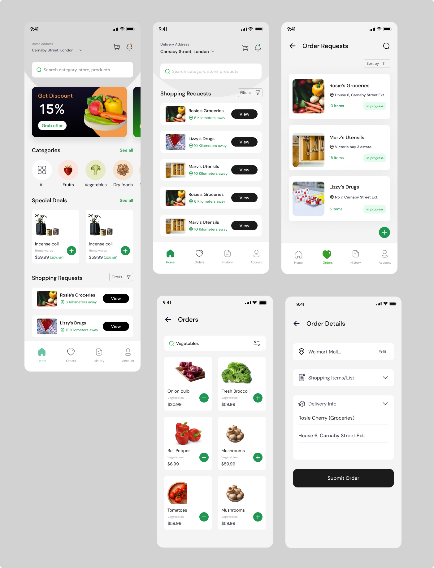 Grocery shopping app app design figma graphic design ios mobileapp productdesign research ui ux