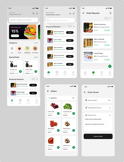 Grocery shopping app app design figma graphic design ios mobileapp productdesign research ui ux