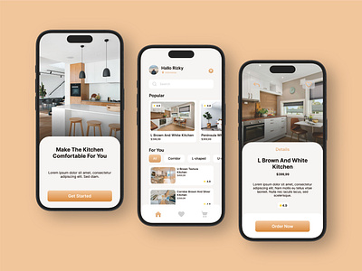 Mobile App - Kitchen Design Interior UI Design app branding design app design ui graphic design graphixku ui uiux uiux design