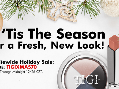 TIGI Cosmetics Holiday Sale email design graphic design website design